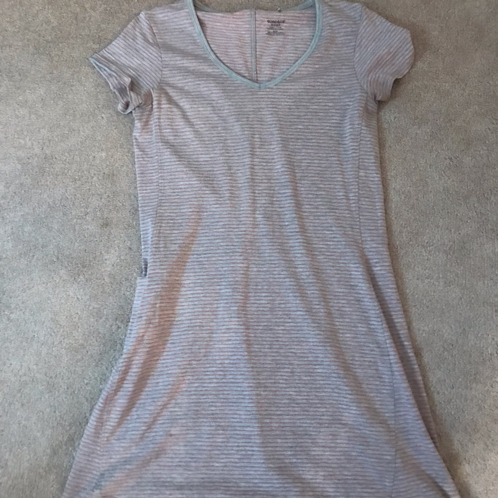 Toad and Company pink and grey striped dress